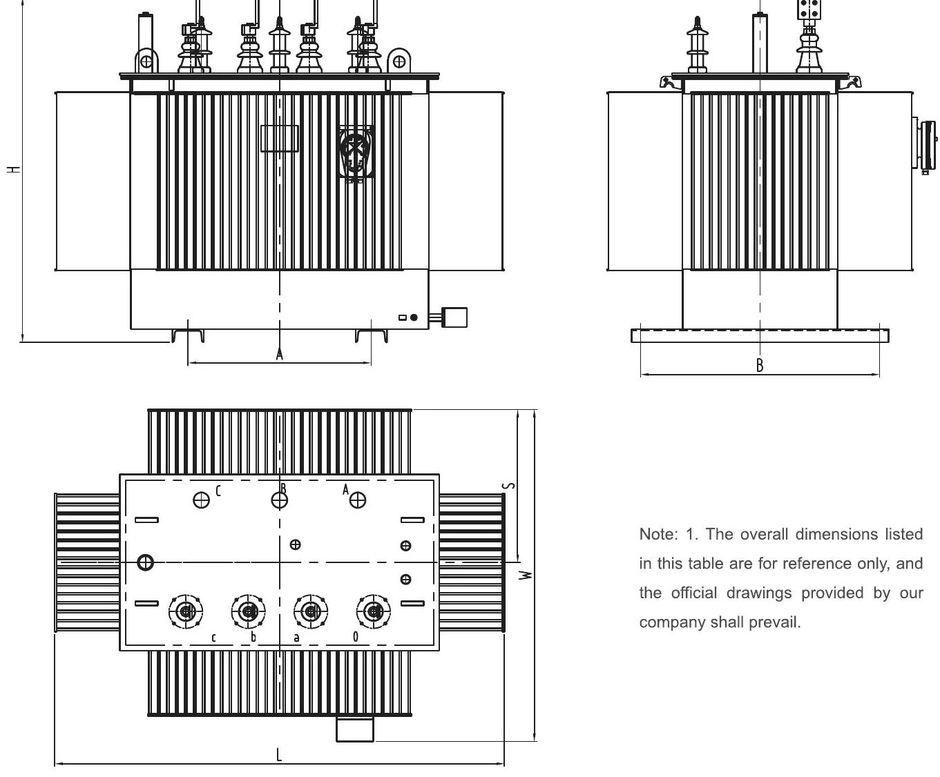 12 kV oil-immersed transformer outline drawing