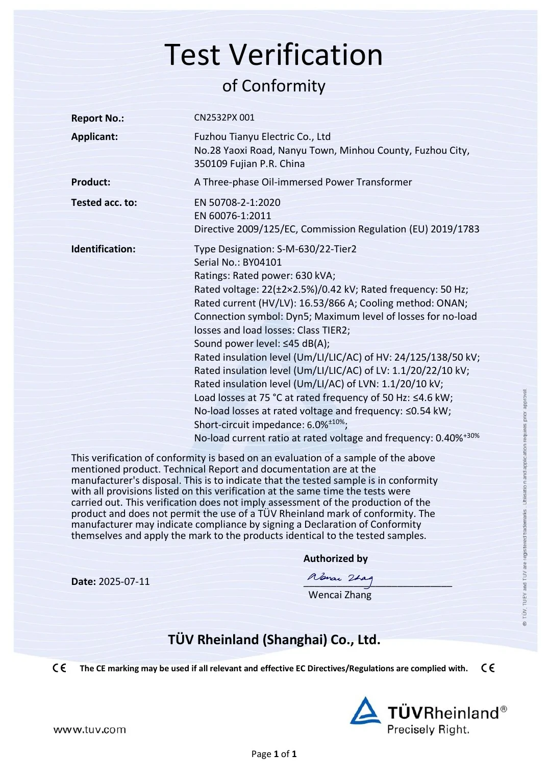 630 kVA CE / Ecodesign Verification cover preview